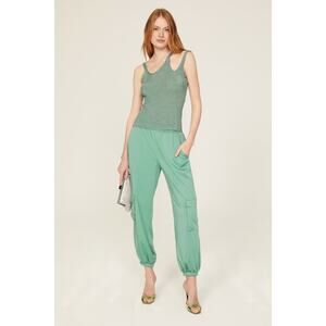Lapointe Mint Green Satin Cargo Pull-On Off Duty Jogger Pants Size 6
